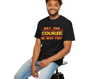 T-shirt May the Course Be With You | Golfhumor, retro typografie