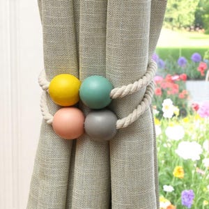 Rope Curtain Tieback: Colorful Magnetic Holdbacks, No Drilling