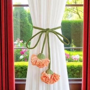 Floral Curtain Tieback: Elasticated Flower Drapery Holdback - Boho Home Decor