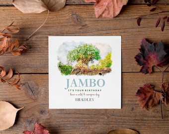 Tarjeta de cumpleaños personalizada del reino animal / Arte del árbol de la vida