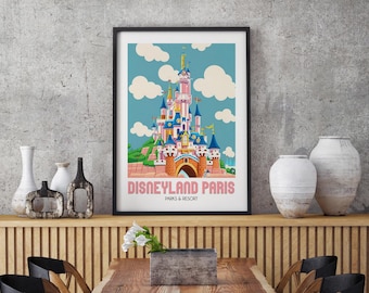 Disneyland Paris Castle Print | Retro Sleeping Beauty Castle Art