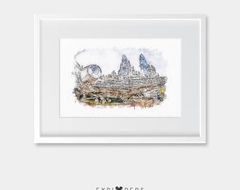 Disney Hollywood Studios Galaxy's Edge Art Print | Walt Disney World Design