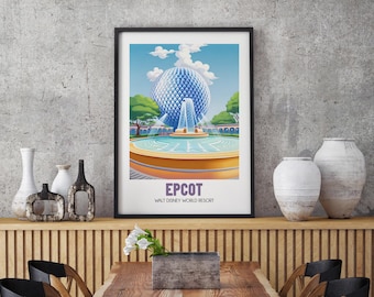 EPCOT Spaceship Earth Print | Retro Disney World Art