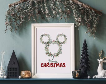 Disney Mickey Mouse Wreath Christmas Print Design