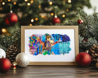 Mickey's Once Upon a Christmastime Parade Watercolour Print. Goofy Christmas Print. Magic Kingdom Christmas Print. Disney Christmas Poster