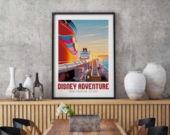 Disney Cruise Line Print, Mickey Funnel Illustration
