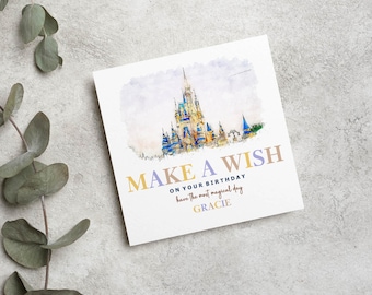 Cinderella Castle Birthday Card | Watercolor Art, Disney Magic Kingdom