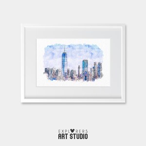 Stampa artistica dello skyline di Manhattan Stampa artistica di New York / Design artistico USA