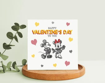 Disney themed Valentines Card | Hand drawn design | Valentine's Day