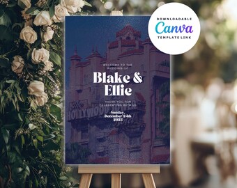 Disney Wedding Welcome Sign Template, Tower of Terror Sign, Canva Editable, Walt Disney World Wedding Printable, Instant Download Digital