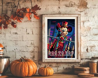 Disney Halloween Print. Mickey's Halloween Celebration Print. Disneyland Paris Halloween Parade themed print. Disney Halloween Wall Art.