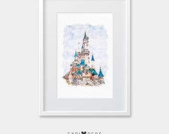 Sleeping Beauty Castle Portrait Art Print | Disneyland Paris Design