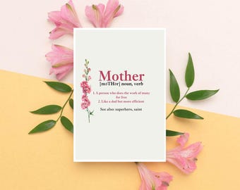 Funny Mother's Day Card | Definition of Mum Card (5x7 Inch)