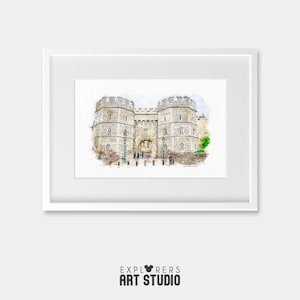 Windsor Castle Art Print Henry VIII Gate | Brits kunstontwerp