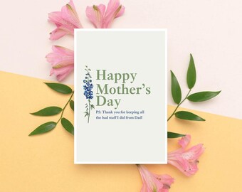 Funny Mother's Day Card | Humorous Message for Mum (5x7 Inch)
