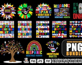 hispanic heritage month png, Hispanic Heritage Sunflower PNG Bundle, Latin Flags Sublimation, Multicultural Pride, Heritage Month png