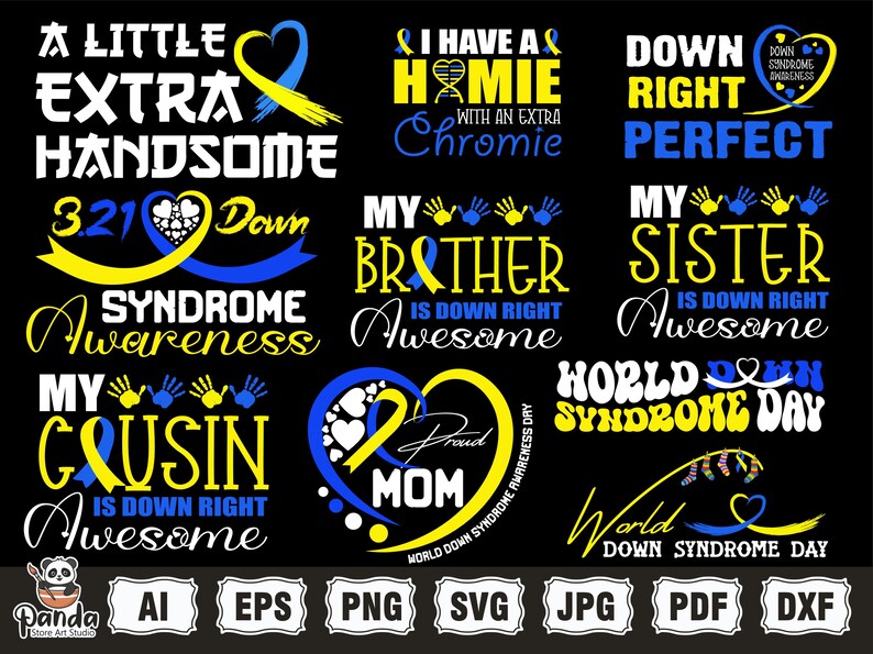 Down Syndrome SVG PNG Bundle, T21 Yellow Blue Ribbon Svg, Awareness ...
