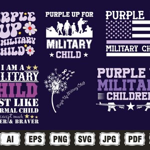 Militär svg, Purple Up för militärt barn png svg-paket, militära barn png, militär barnmedvetenhet, militärt barn starkt, vi bär lila bild 5
