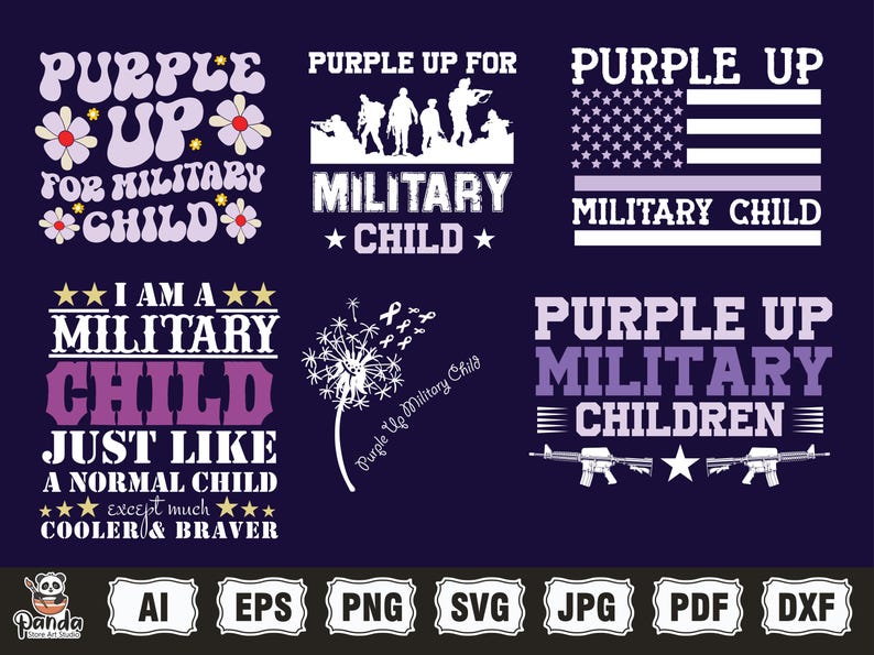 Militär svg, Purple Up för militärt barn png svg-paket, militära barn png, militär barnmedvetenhet, militärt barn starkt, vi bär lila bild 5