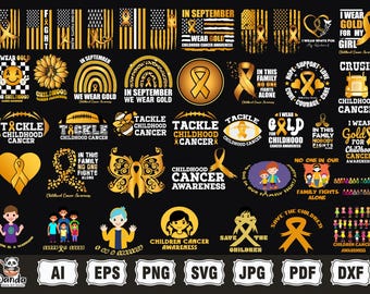 Childhood Cancer Bundle svg png, Retro Smile Face Png, September Awareness Month Png, Childhood Cancer svg, Gold Ribbon September Design svg