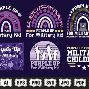 Militär svg, Purple Up för militärt barn png svg-paket, militära barn png, militär barnmedvetenhet, militärt barn starkt, vi bär lila bild 6
