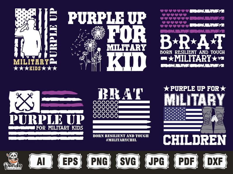 Militär svg, Purple Up för militärt barn png svg-paket, militära barn png, militär barnmedvetenhet, militärt barn starkt, vi bär lila bild 4