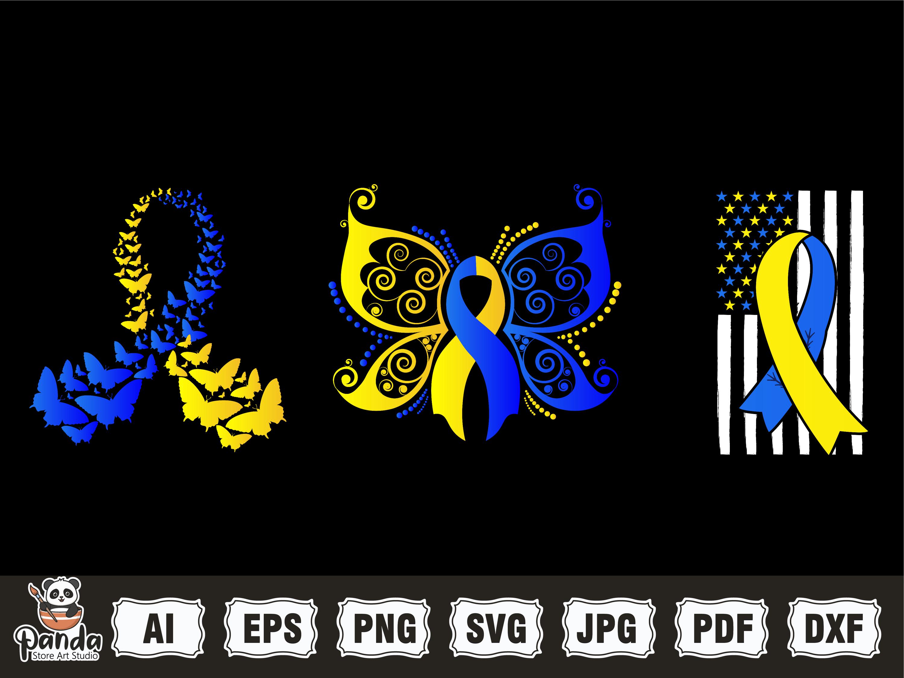 Down Syndrome SVG PNG Bundle, T21 Yellow Blue Ribbon Svg, Awareness ...