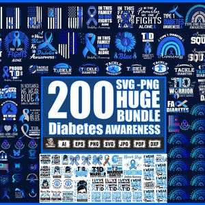 200 Diabetes Awareness Huge Bundle svg png, diabetes svg, blue ribbon shirt, diabetes rainbow shirt, diabetic gift, t1d awareness, fight svg
