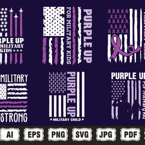 Militär svg, Purple Up för militärt barn png svg-paket, militära barn png, militär barnmedvetenhet, militärt barn starkt, vi bär lila bild 2