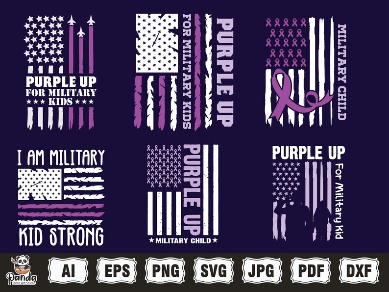 Militär svg, Purple Up för militärt barn png svg-paket, militära barn png, militär barnmedvetenhet, militärt barn starkt, vi bär lila bild 2