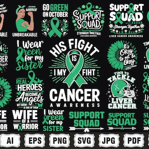 leverkanker bewustzijn svg png bundel, leverkanker svg, Survivor SVG, groen lint SVG, leverkanker, ik draag groen voor mijn oom en vader Svg