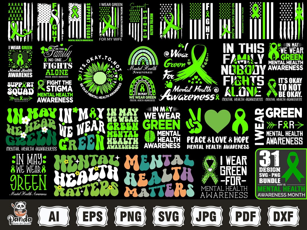 Mental Health Awareness Bundle Svg Png, Mental Health Matters Groovy ...