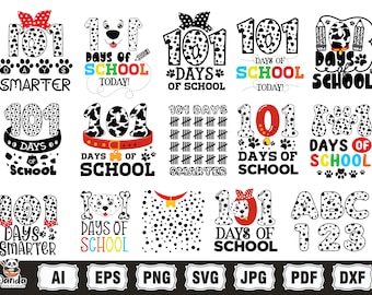101 Tage der Schule Png svg Bündel, 101 Tage Dalmatiner Png, ich überlebte 100 Tage Png, Kindergarten Png, zurück zur Schule Png, 101 Tage Cricut