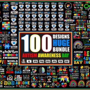 Autism Awareness Day SVG png Huge Bundle, neurodiversity svg, autism rainbow svg, In April We Wear Blue Autism Awareness, Teacher svg,cricut