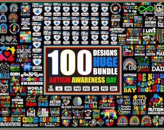 Autism Awareness Day SVG png Huge Bundle, neurodiversity svg, autism rainbow svg, In April We Wear Blue Autism Awareness, Teacher svg,cricut