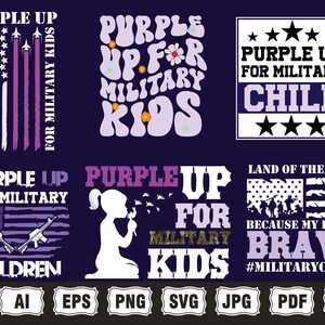 Militär svg, Purple Up för militärt barn png svg-paket, militära barn png, militär barnmedvetenhet, militärt barn starkt, vi bär lila bild 3