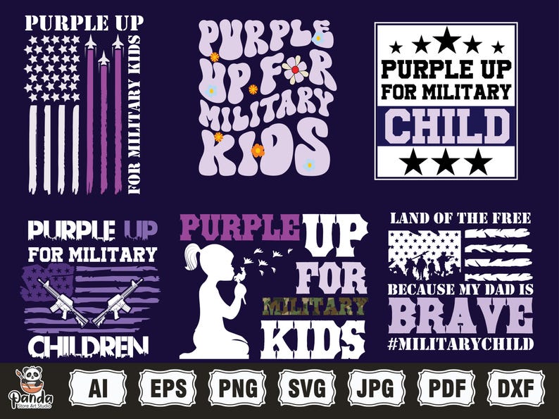 Militär svg, Purple Up för militärt barn png svg-paket, militära barn png, militär barnmedvetenhet, militärt barn starkt, vi bär lila bild 3
