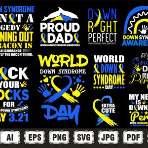 Down Syndrome SVG PNG Bundle, T21 Yellow Blue Ribbon Svg, Awareness ...