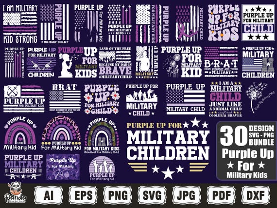 Military svg, Purple Up for Military Child Png Svg Bundle, Military Kids Png, Military Child Awareness, Military Kid Strong, We Wear Purple