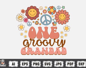 Groovy Family GRANDAD svg png, Groovy Retro Family svg png, GRANDAD Groovy Svg, Good Vibes, Birthday Groovy Shirt svg, Custom Groovy One svg