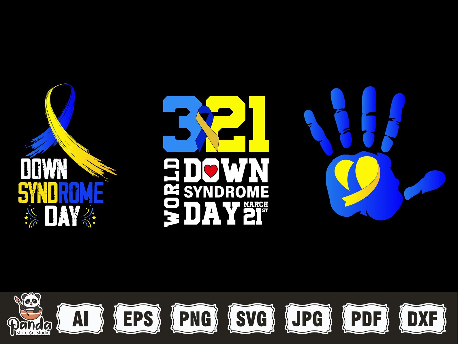 Down Syndrome SVG PNG Bundle, T21 Yellow Blue Ribbon Svg, Awareness ...