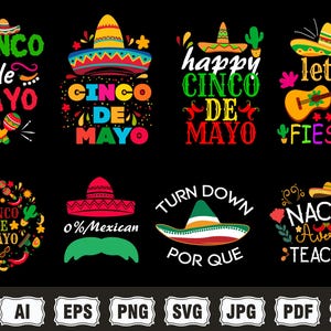 Paquete Cinco De Mayo svg png, Paquete Fiesta Time SVG PNG, Tacos Nachos Png, Tequila Mexicano, Sombrero Cinco De Mayo, Fiesta SVG, Floral Boho Cinco