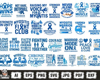 Myositis Awareness Svg, Myositis Awareness Png Bundle, Blue Ribbon, Myositis Awareness Shirt, Support Myositis Walk svg png