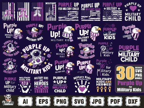 Military svg, Purple Up for Military Child Png Svg Bundle, Military Kids Png, Military Child Awareness, Military Kid Strong, We Wear Purple