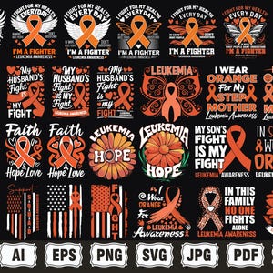 Leukemia Awareness Svg Png Bundle, Orange Ribbon Svg, Leukemia Cancer svg, Family Support Svg, Leukemia Ribbon Svg, Leukemia Support svg png
