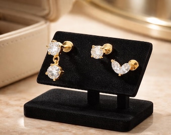 18K Gold Flat Back Diamond Set