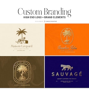 Anpassad Leopard Palm-logotypdesign: Exklusivt varumärkespaket