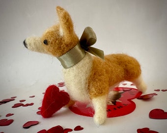 Valentine Needle Felted Pembroke Corgi Puppy