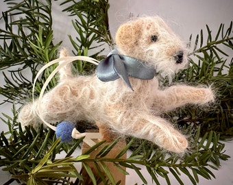 Needle Felted Wheaten Terrier Ornament