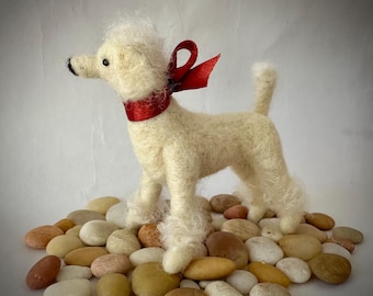 Needle Felted White Poodle Puppy